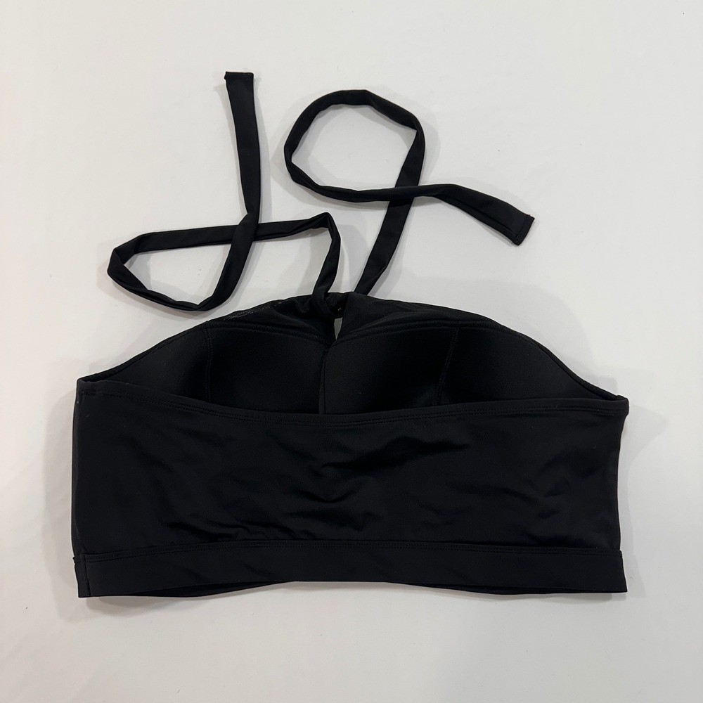 Cacique‎ Swim High Neck Halter Bikini Top Womens 22 Black Keyhole | Minimalist
